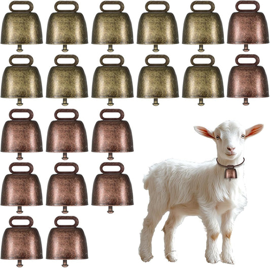 20PCS Copper Bells Cow Bells Small and Large Brass Bells for Farm Animals Pets and Christmas Decorations Loud Anti-Theft Long Distance Sound