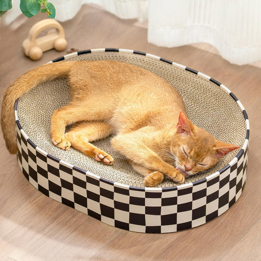 Conlun Oval Cat Scratcher Bed | Scratching Bowl Lounge for Kittens | Medium