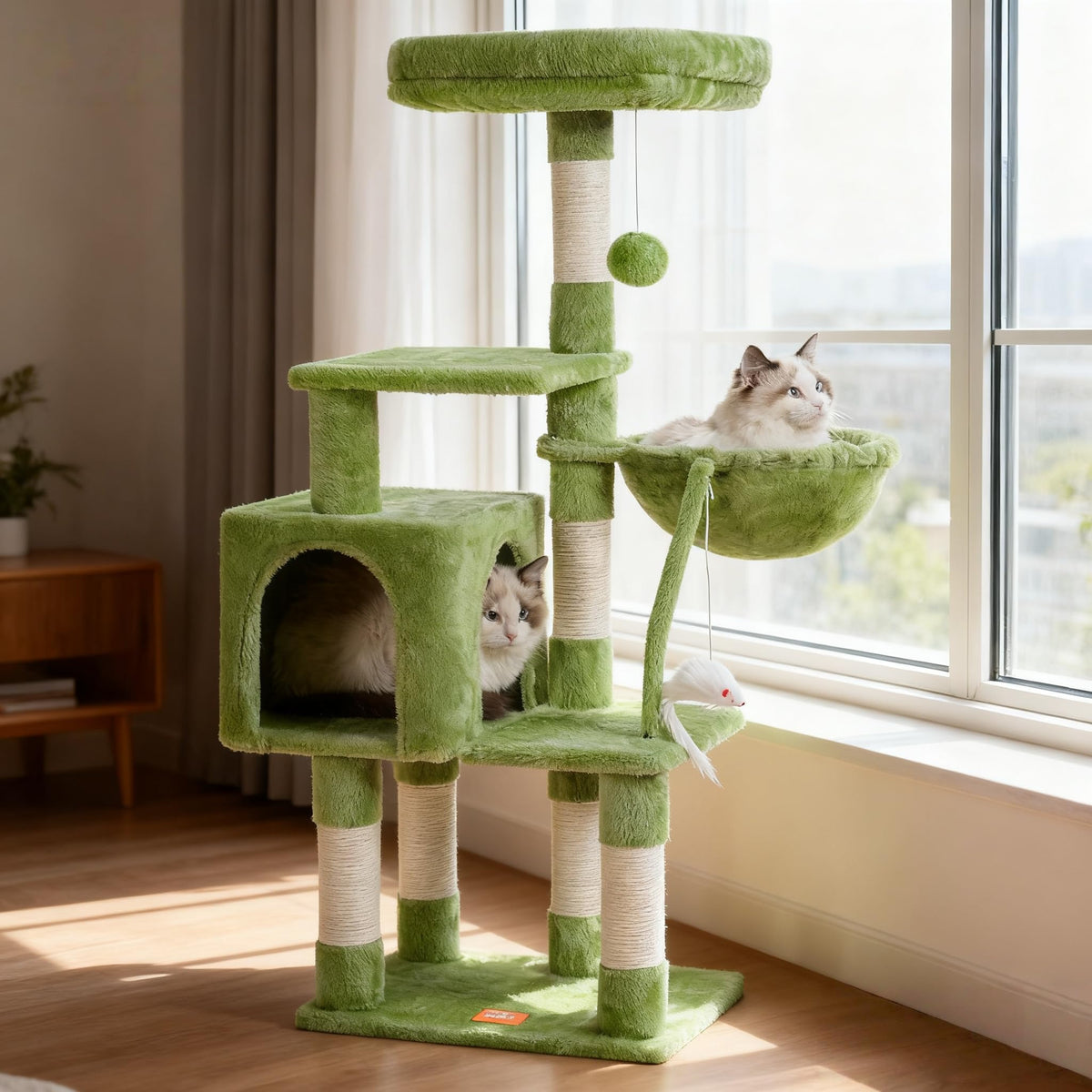 Heybly Cat Tree with Toy, 43.3 inch Cat Tower for Indoor Cats HCT004SW