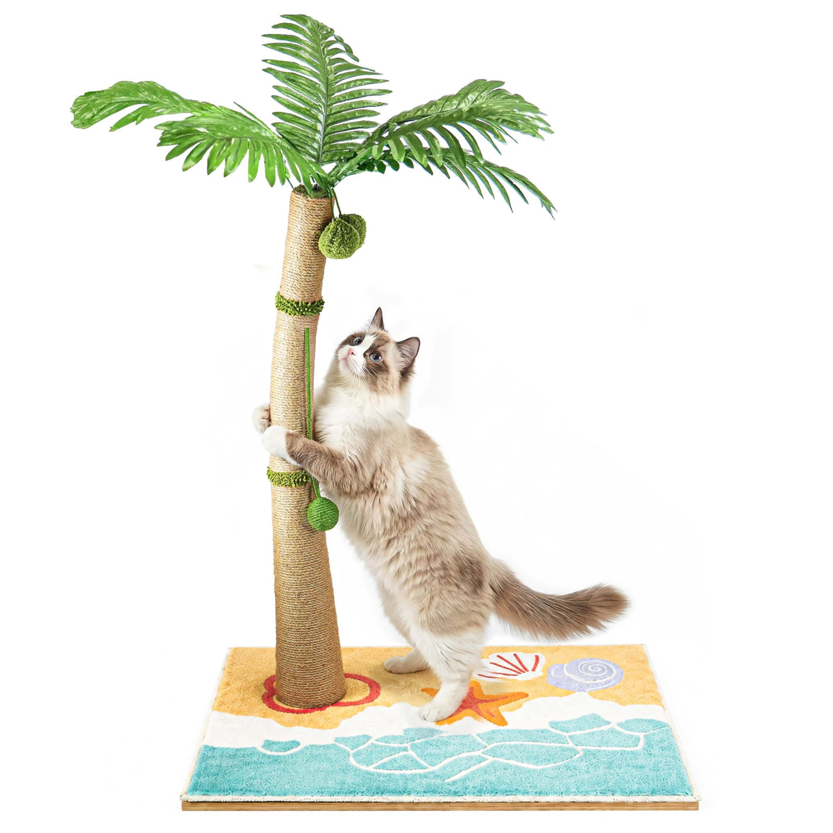 Tall Cat Scratching Post for Indoor Cats Adults with Carpet, White