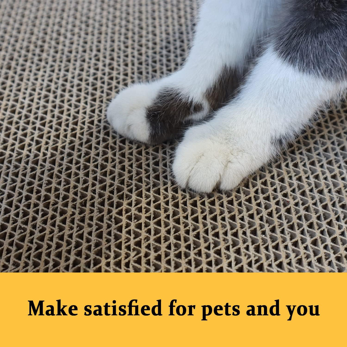 5 Packs in 1 Cat Scratch Pad with Box for Indoor Cats, Larger-Sized Durable Recyclable and Reversible Cardboard Cat Scratching Pad for Rest and Play