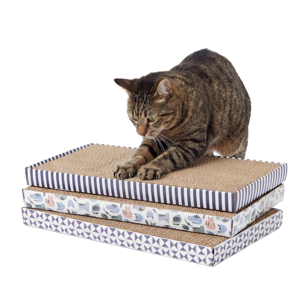 Kitty City XL Wide Corrugate Cat Scratchers 3 Pieces, Cat Scratching, Cat Scratch Pad, Door Clips, Furniture Protectors from Cat Scratching