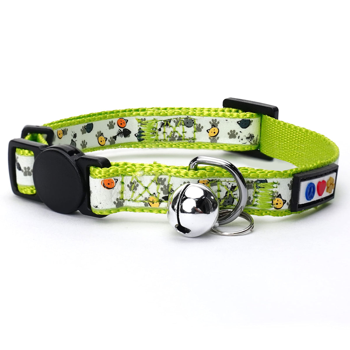 Pawtitas Glow in the Dark Cat Collar with Breakaway Safety Buckle & Bell Adjustable Kitten Collar, Teal