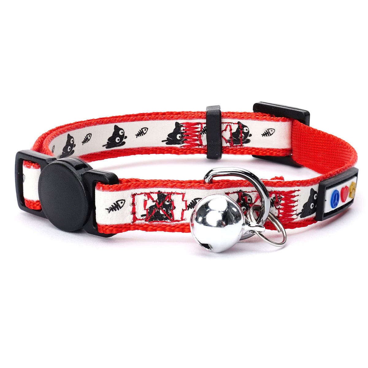 Pawtitas Glow in the Dark Cat Collar with Breakaway Safety Buckle & Bell Adjustable Kitten Collar, Teal