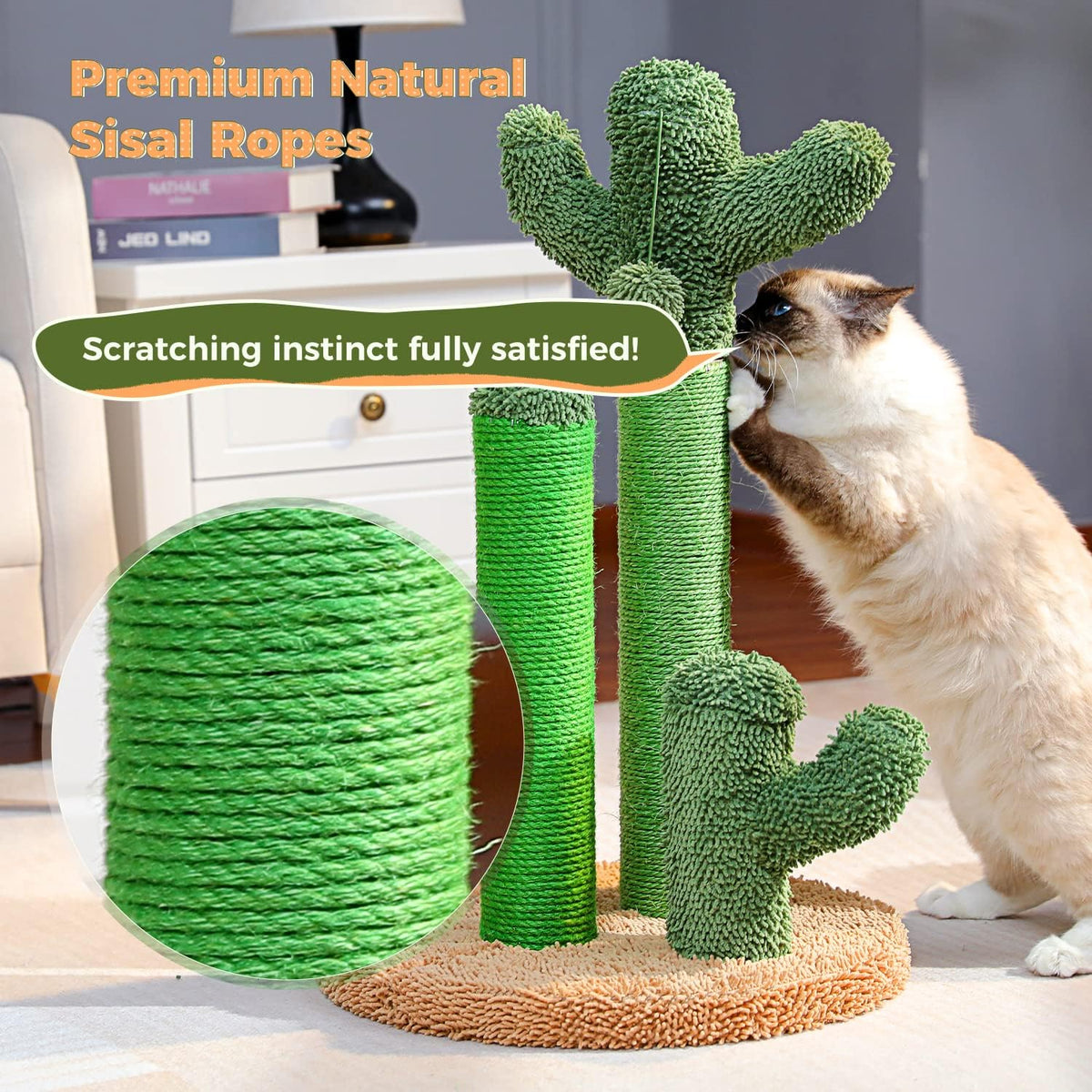 PAWZ Road Cactus Cat Scratching Post 27”Cat Scratcher with Toy Ball