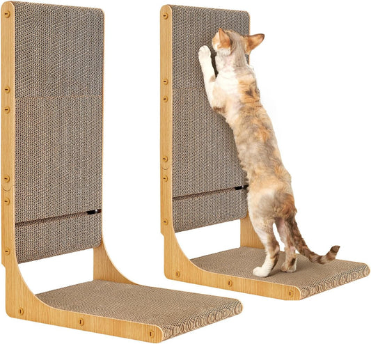 EHEYCIGA 2-Pack Cat Scratcher, 25.6 Vertical Indoor Cardboard Scratch Pad