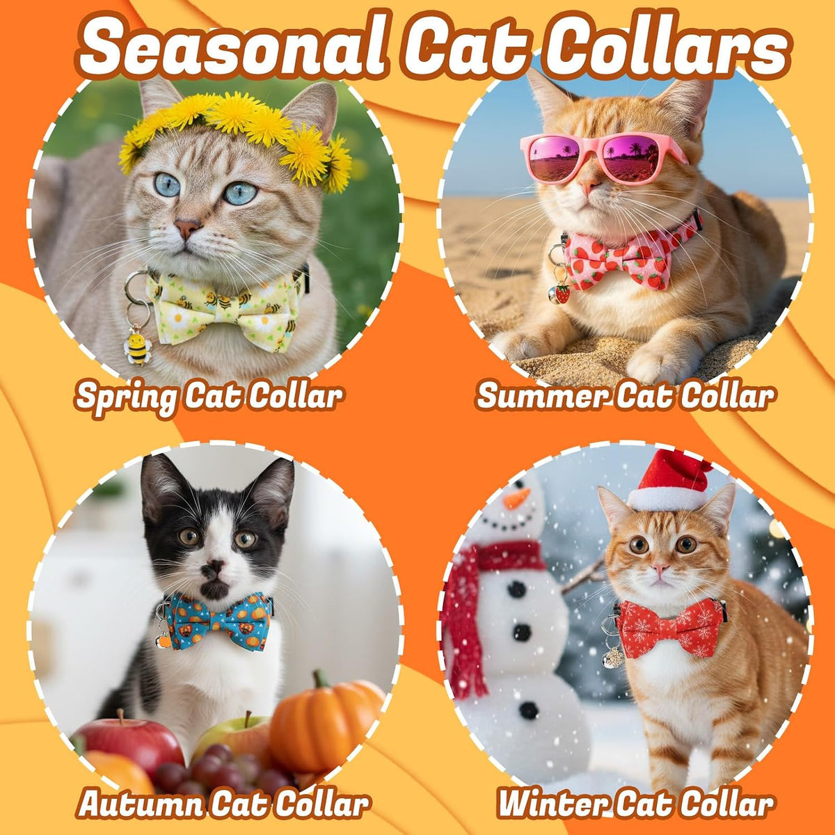 18 Pcs Holiday Cat Collars Breakaway Halloween Cat Collars with Bowtie