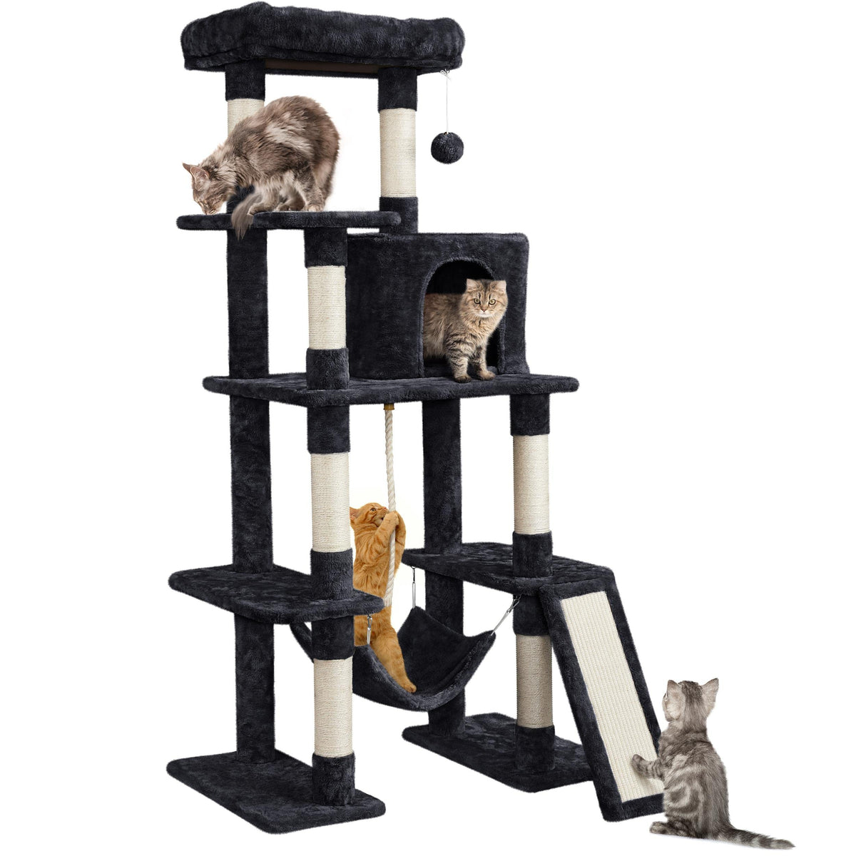 Yaheetech 63in Sturdy Large Cat Tree for Indoor Heavy Cats, Tall Tower
