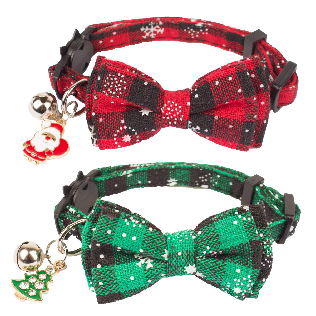ADOGGYGO Fall Cat Collar Breakaway, Orange Plaid Thanksgiving Cat Bow Tie