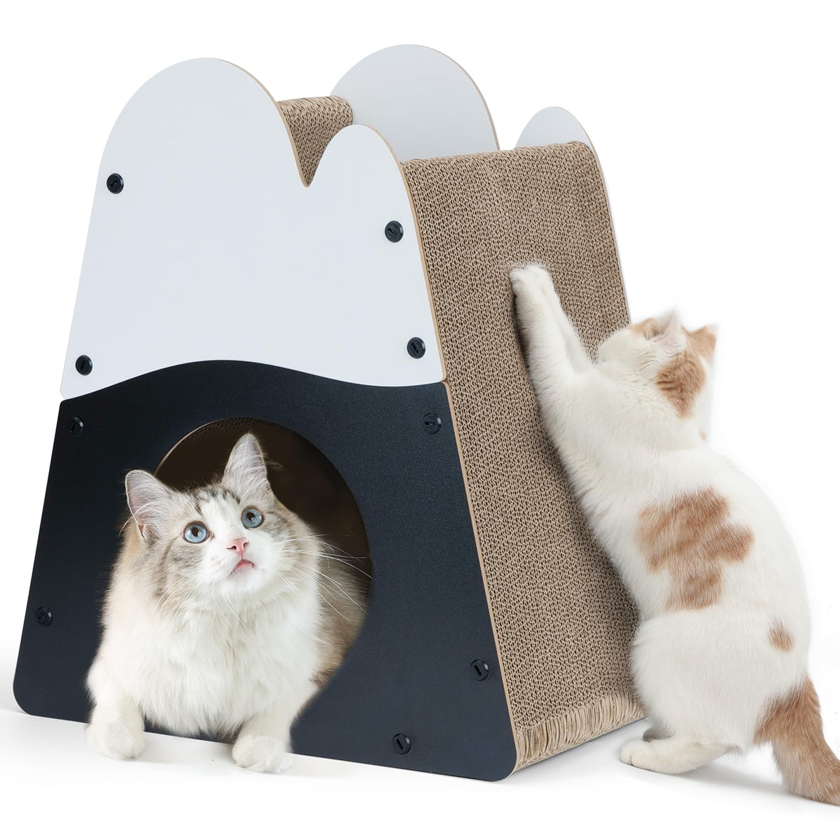 FUKUMARU Cat Scratcher House, Cozy Cardboard Cat Bed Design Scratching Pad