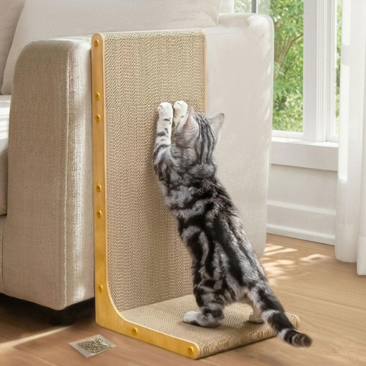 Conlun Cardboard Cat Scratcher, 23" L-Shaped Scratch Pad