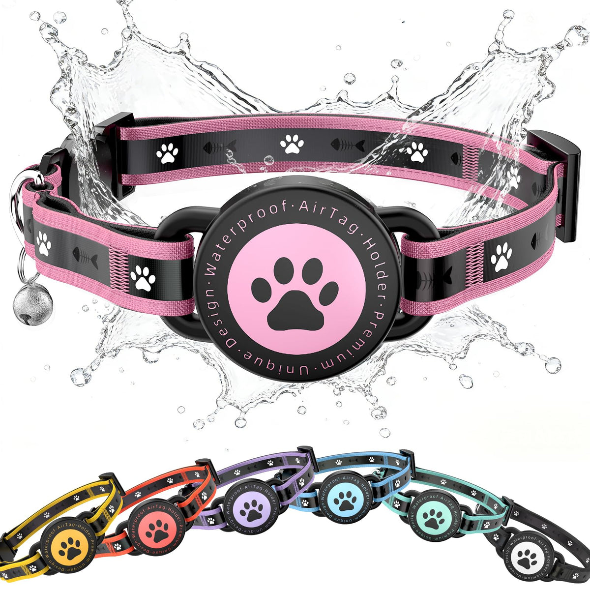 AirTag Cat Collars, Reflective Collar Compatible with Apple Air Tag