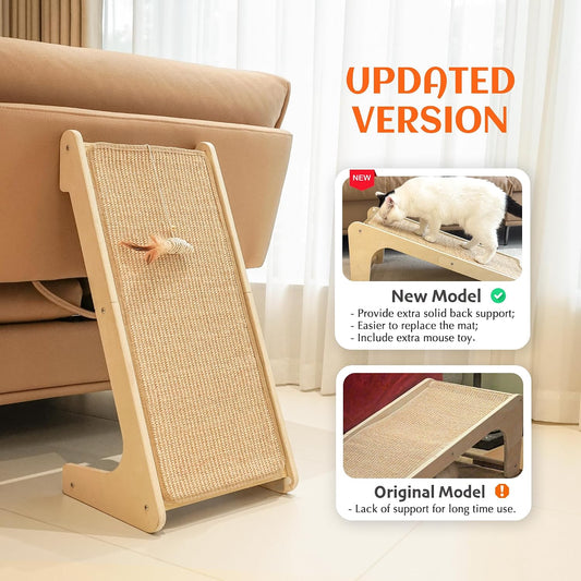 PETKARAY Cat Scratcher, Cat Sisal Scratching Ramp, L Shape Cat Scratch Pad for Indoor Cats, Wall Furniture Protector Large