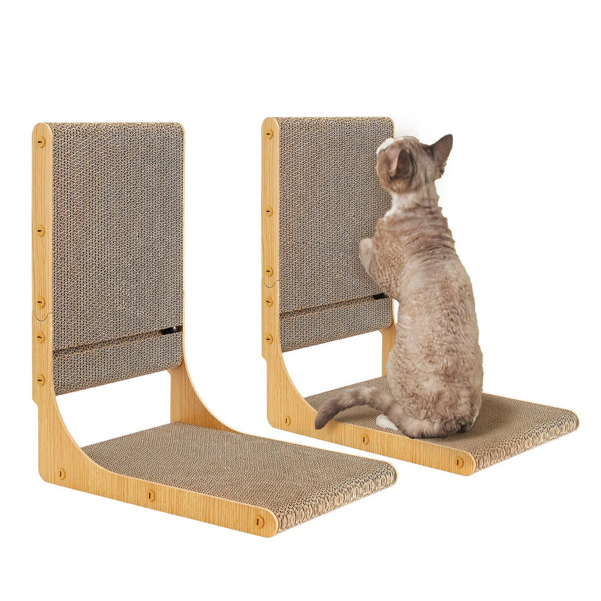 EHEYCIGA 2-Pack Cat Scratcher, 25.6 Vertical Indoor Cardboard Scratch Pad