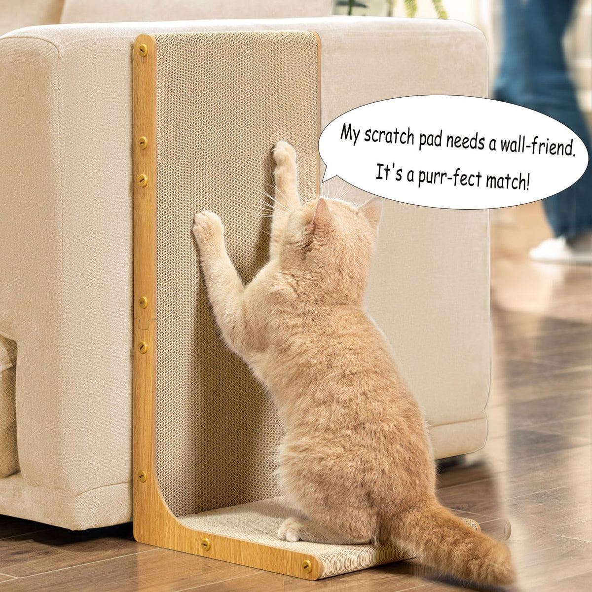 Conlun Cardboard Cat Scratcher, 23" L-Shaped Scratch Pad