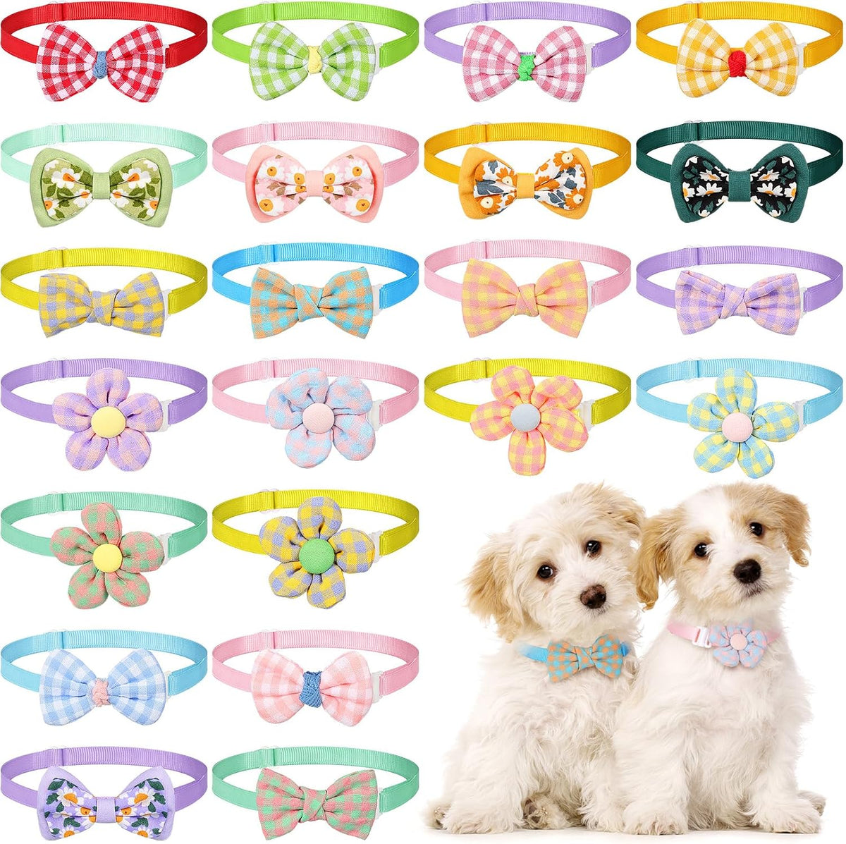 Saintrygo 22 Pcs Dog Bow Ties Collar Flower Neck Ties, Fresh