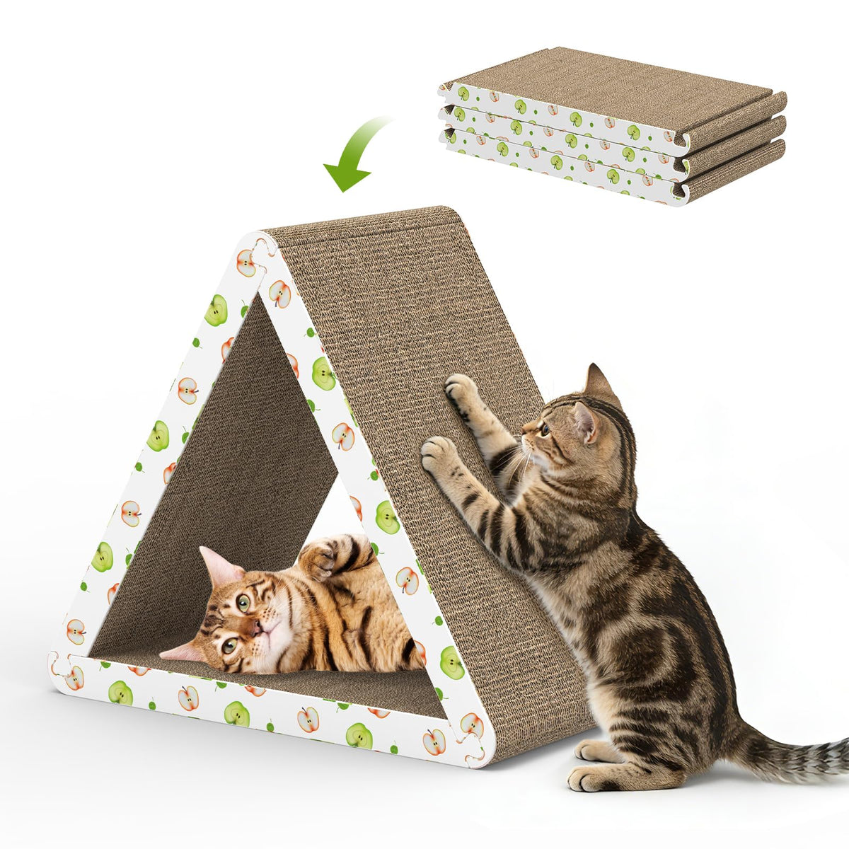 TIMHAKA Cat Scratching Board, Corrugate Cat Scratcher for Indoor Cats with Catnip, Cat Scratch Pad with Premium Scratch Textures Design, Cardboard Cat Scratcher with Double-Sided Usability (Pack of 2)