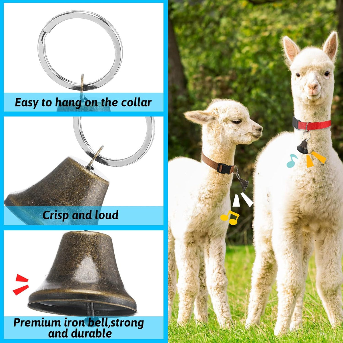 Jexine 12 Sets Goat Collars with Bells Anti-Lost Grazing Pet Collar