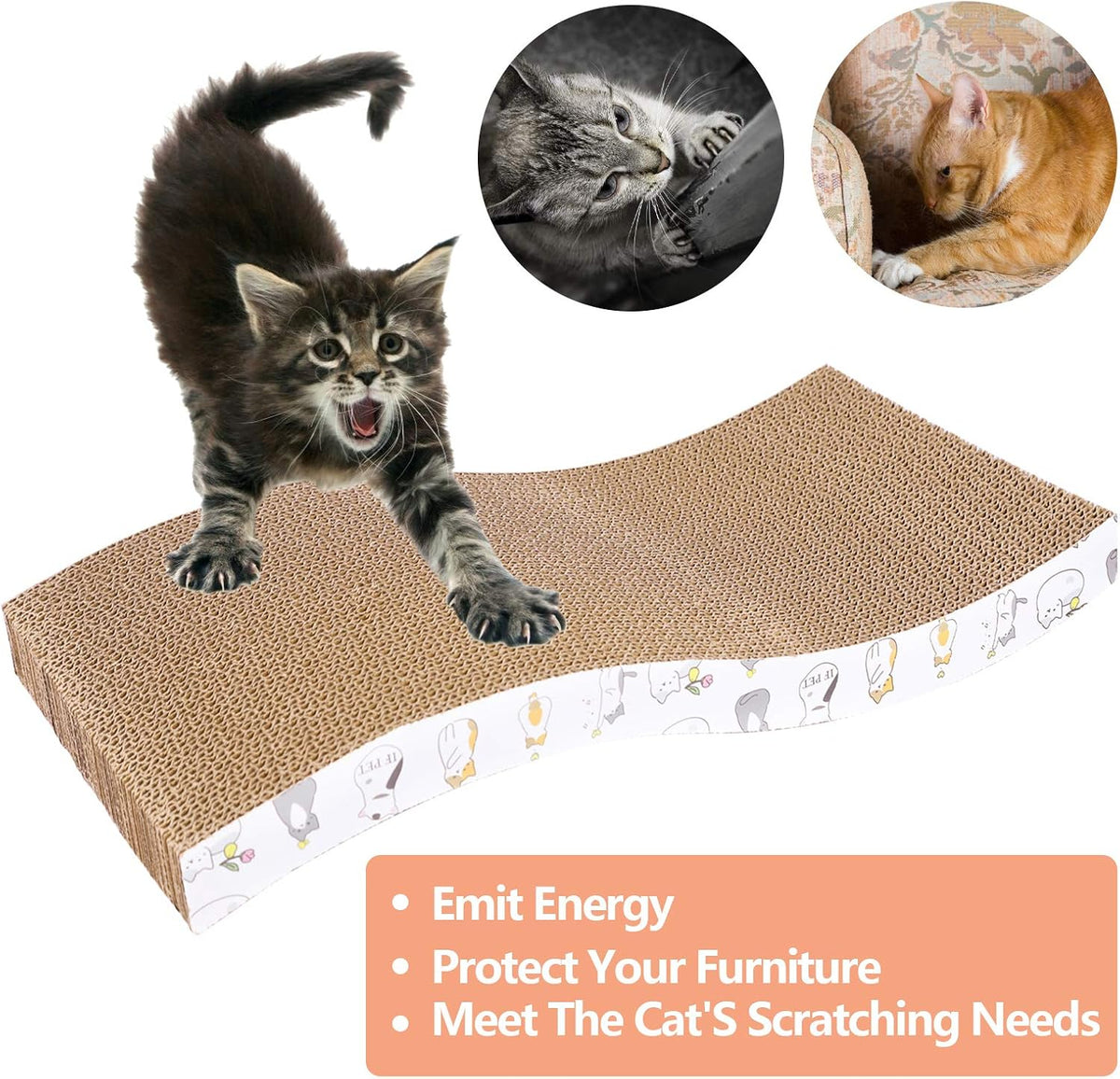 PatiencET 3 Pack Cat Scratcher Pad Recycle Corrugated Cat Scratching Pad