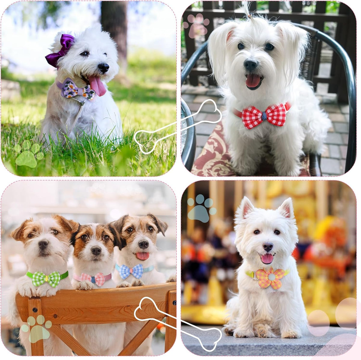 Saintrygo 22 Pcs Dog Bow Ties Collar Flower Neck Ties, Fresh