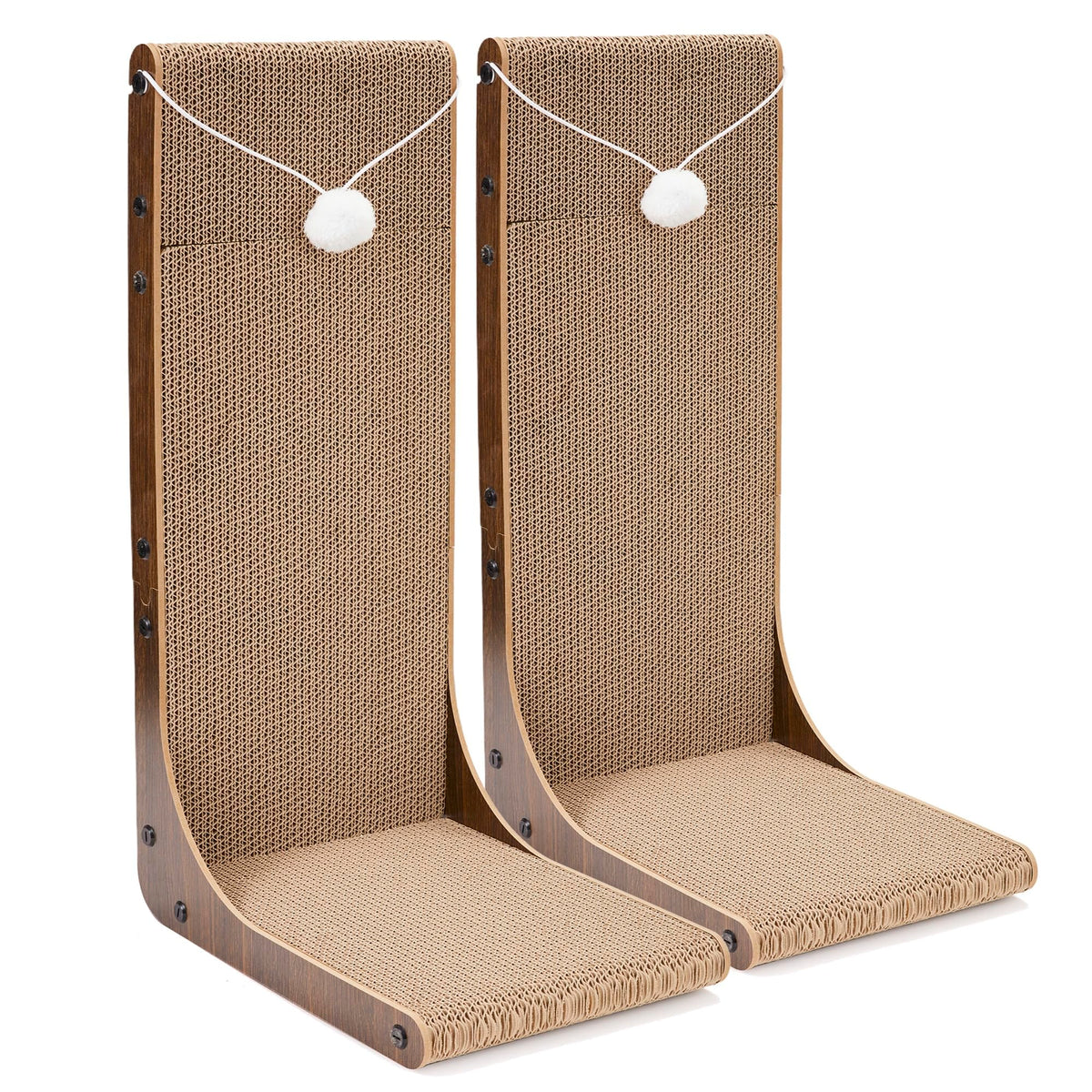 Cardboard Cat Scratcher, 23.6 Inch Cardboard Cat Scratching Post with Fuzzy Ball, Reversible Scratching Pad for Indoor Cats