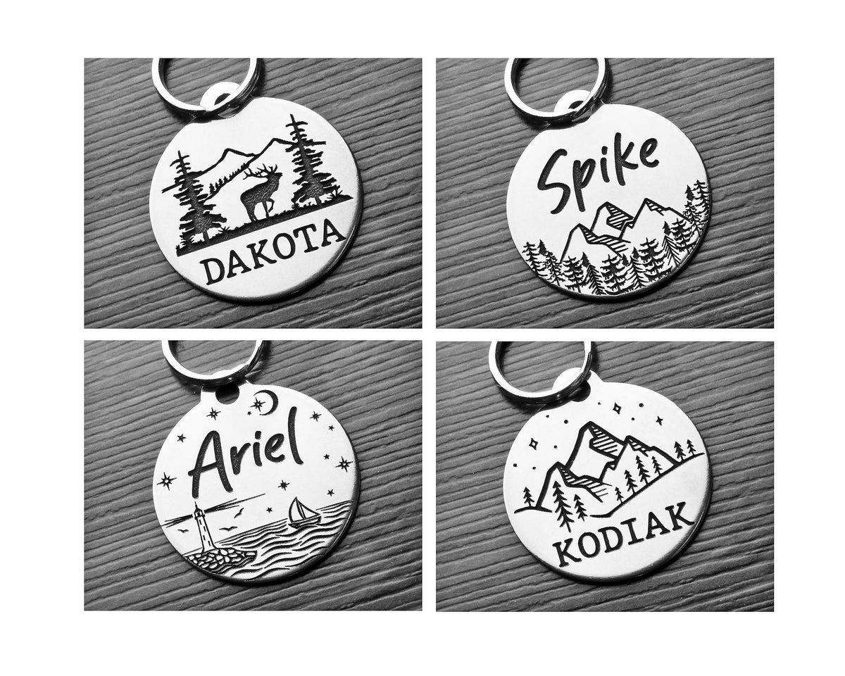 DEEP Engraved Custom Stainless Steel Pet ID Tags Bone