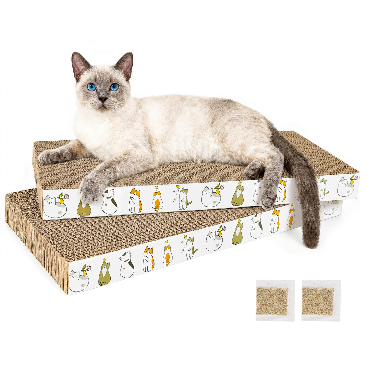 PatiencET 3 Pack Cat Scratcher Pad Recycle Corrugated Cat Scratching Pad