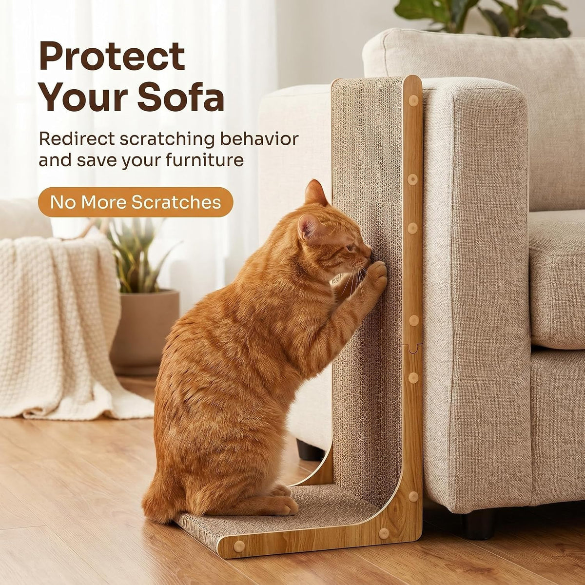 SMARTBEAN 3-Pack Cardboard Cat Scratcher for Indoor Cats, 23 Inch L Shaped Vertical Cat Scratching Post, Cat Scratching Board for Wall and Couch, Large