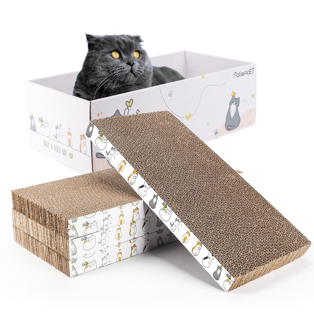 PatiencET 3 Pack Cat Scratcher Pad Recycle Corrugated Cat Scratching Pad